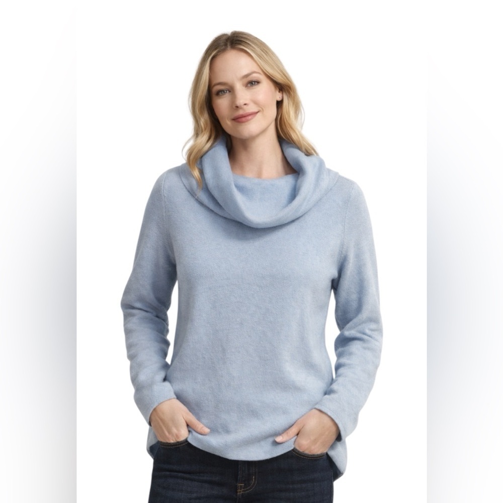 Ann Taylor Cowl Neck Knit Sweater XS Light Blue Long Sleeve